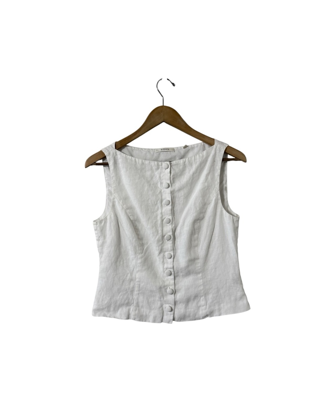 DOEN Hayden Linen Button Down Sleeveless Vest Top Shirt - Picture 5 of 11